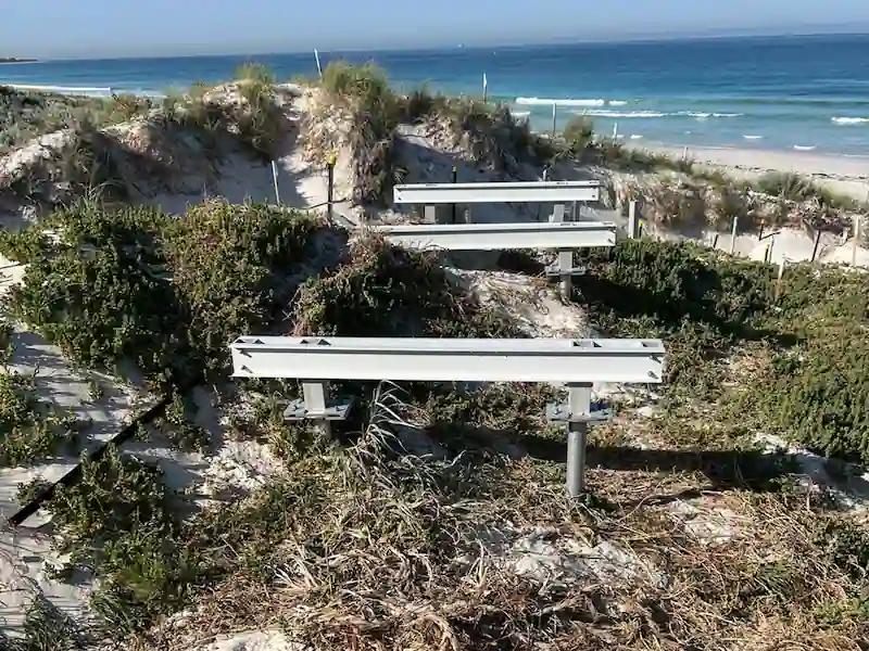 Ground screws used as foundation solutions on a walkway in Perth.